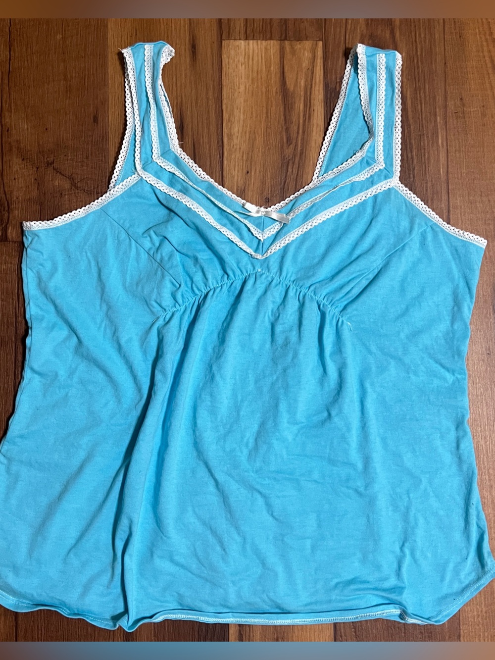 Y2K Lace-Trim Tank Top Women’s Size XL Blue Fairy 2000s style camisole